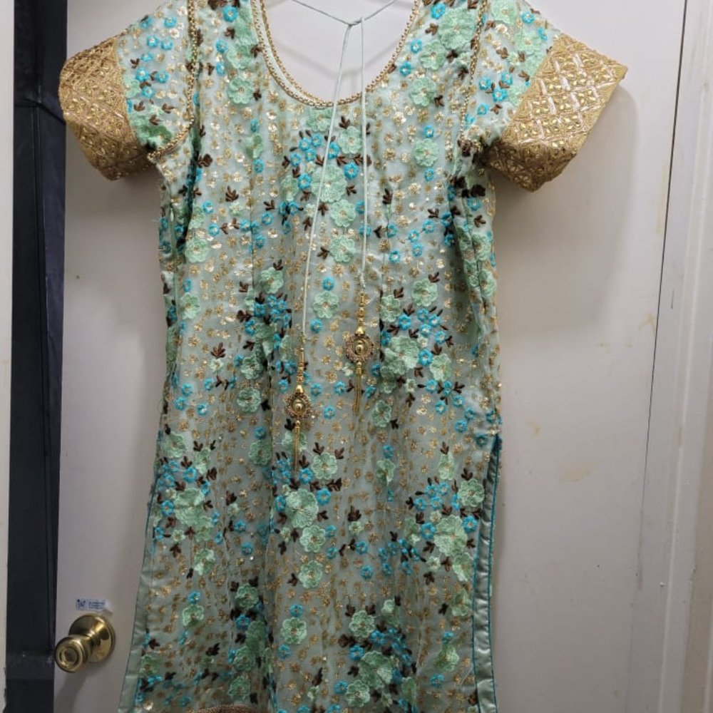 Desi Traditional Indian/Pakistani/Bangladeshi Kameez with Lehenga(Skirt) Dupatta - Picture 4 of 17
